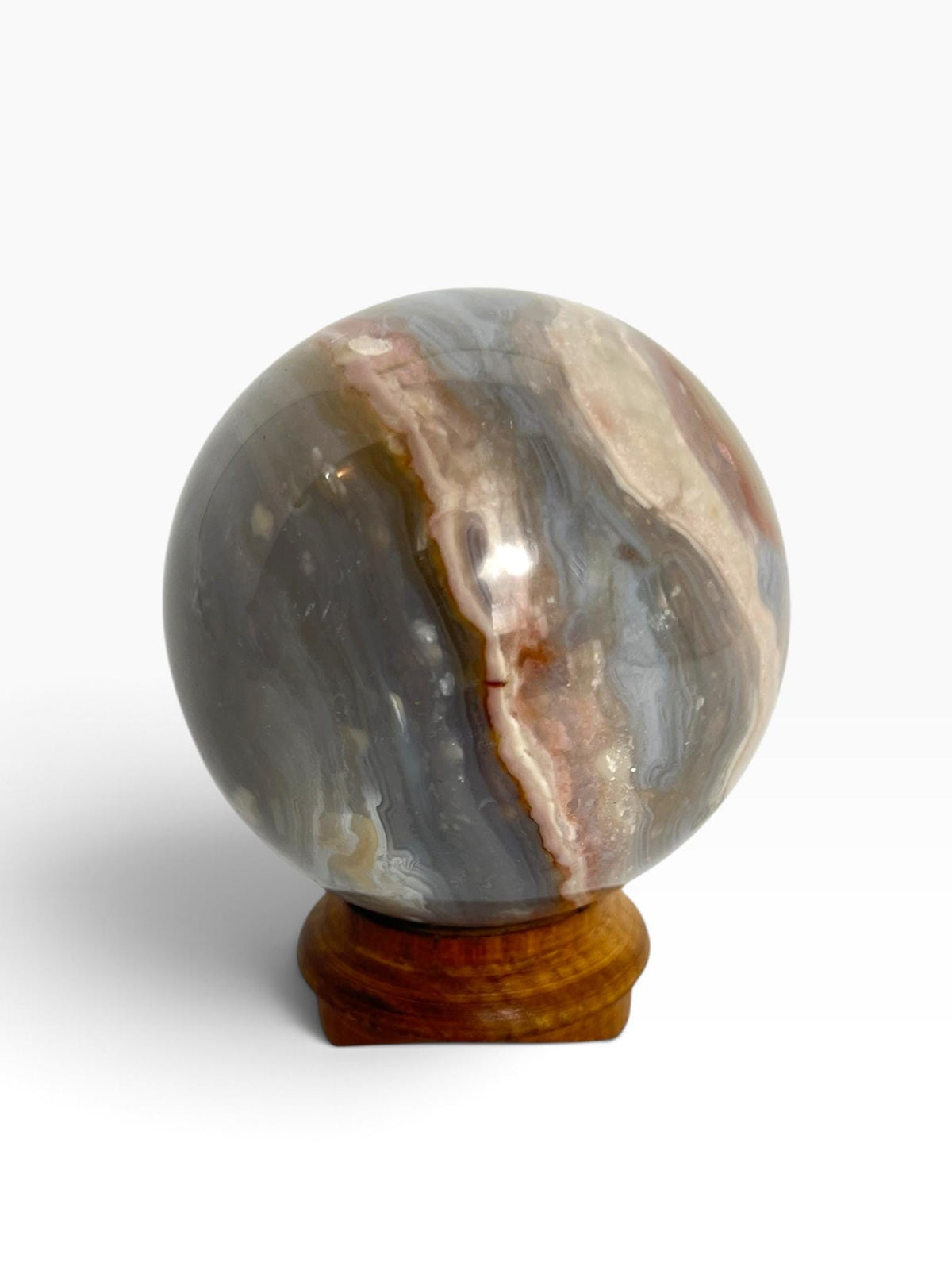 Ocean Wave Banded Sphere / Rare Marovato Mine Old Stock