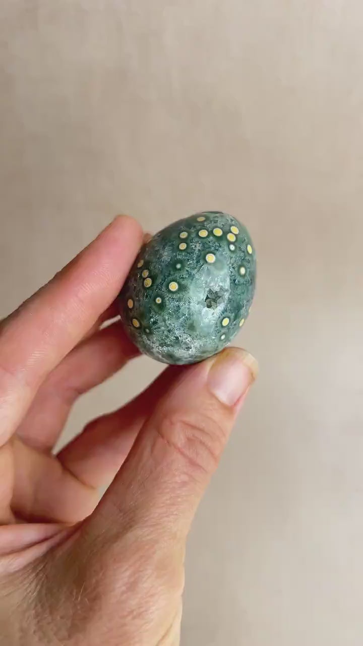 Ocean Jasper Egg: Natural Healing Crystal for Meditation & Chakra Work