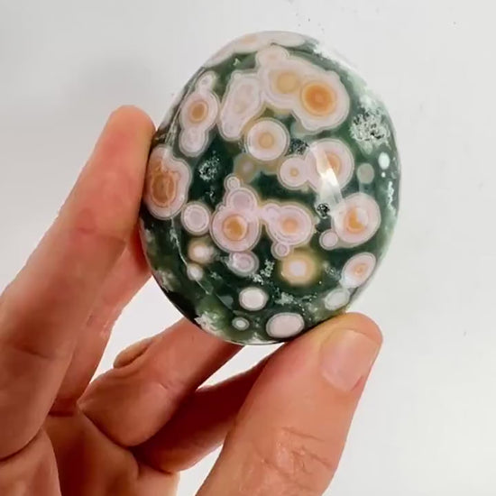 Ocean Jasper Large Palm Stone | High Grade Vein 8