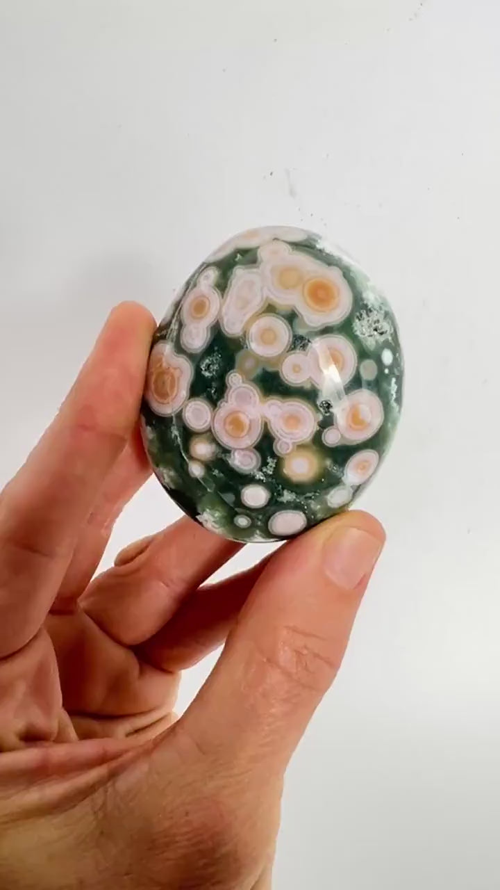 Ocean Jasper Large Palm Stone | High Grade Vein 8