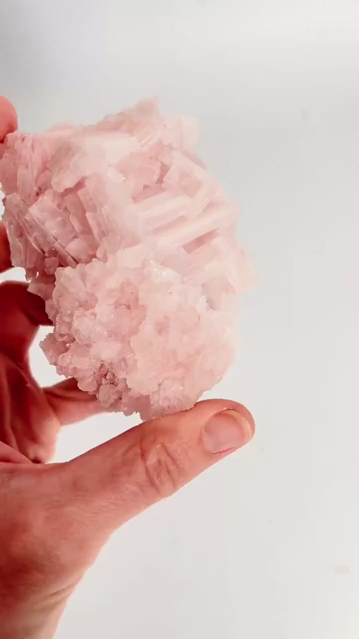 Hand Collected Bubblegum Pink Halite Crystal | Hopper Formation from Searles Lake CA