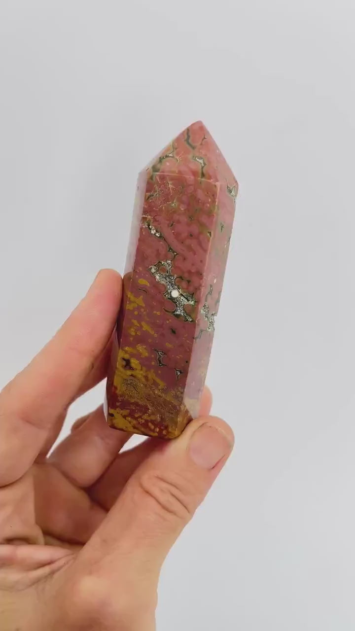 Marovato Ocean Jasper Tower - Veinless Orbicular Jasper Crystal from Madagascar