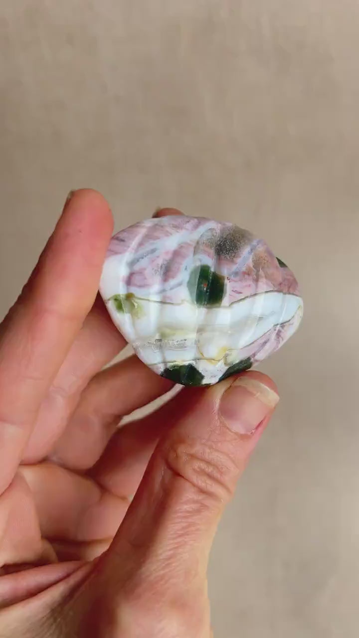 Vein 1  Ocean Jasper Carved Shell
