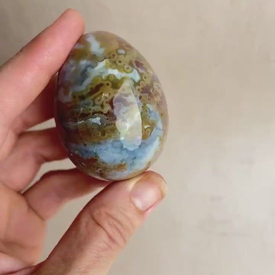 Ocean Jasper Egg: Natural Healing Crystal for Meditation & Chakra Work