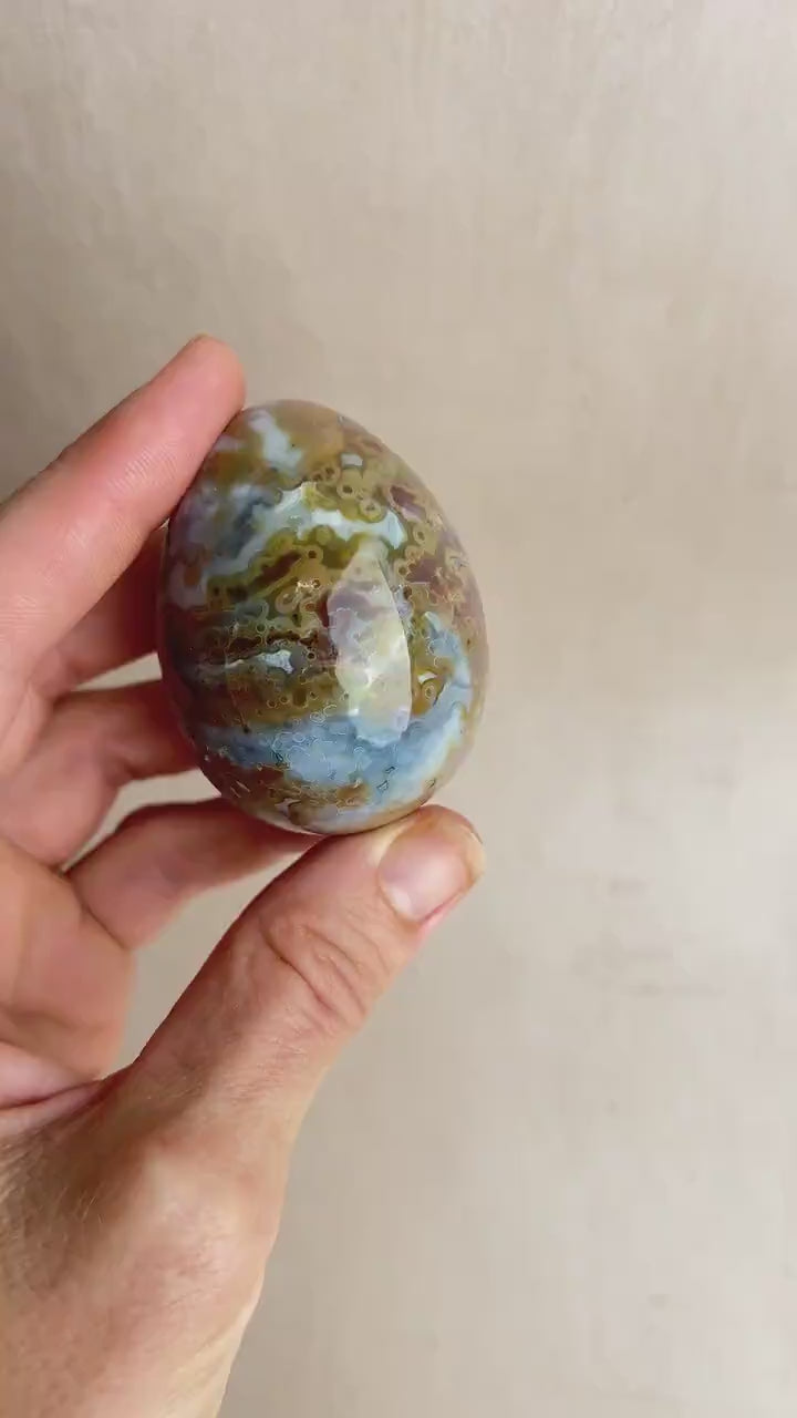 Ocean Jasper Egg: Natural Healing Crystal for Meditation & Chakra Work