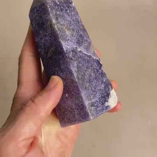 Unicorn Stone Tower: Lepidolite, Smoky Quartz, Cleavelandite