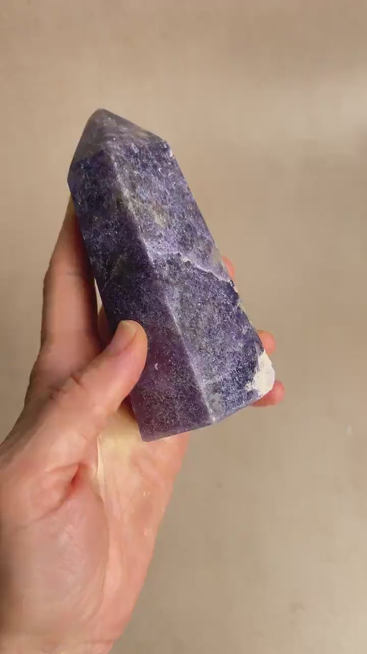 Unicorn Stone Tower: Lepidolite, Smoky Quartz, Cleavelandite