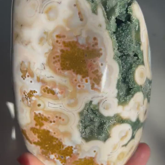 Vein 8 Ocean Jasper: Free Form Druzy Display Piece