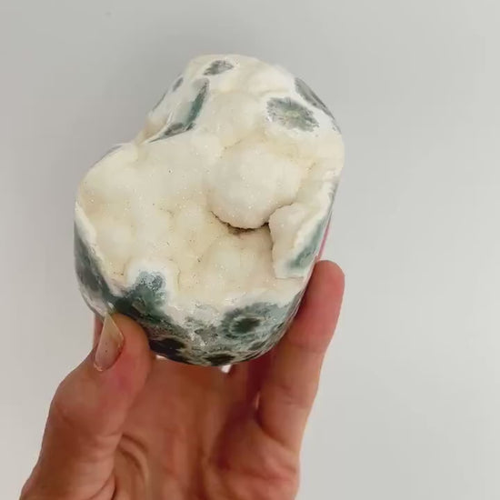 Ocean Jasper Semi Polished Druzy Free Form: Rare Marovato Vein 1-2 Crystal