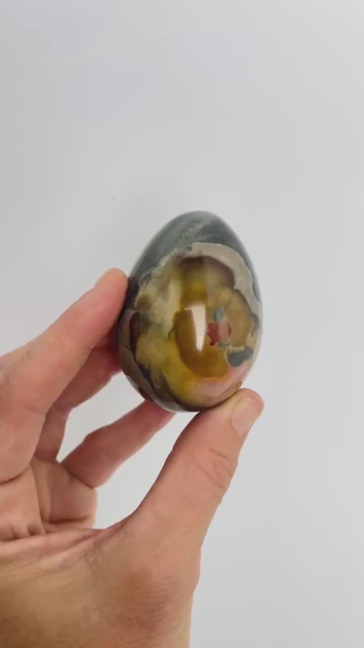 Polychrome Jasper Polished Egg: Madagascar Carved Crystal Egg
