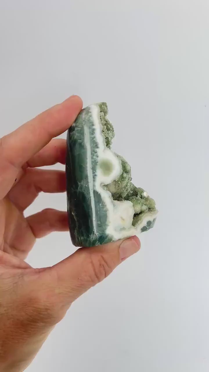 Ocean Jasper Botryoidal Druzy Free Form : Semi Polished Early Vein Marovato Collection Piece