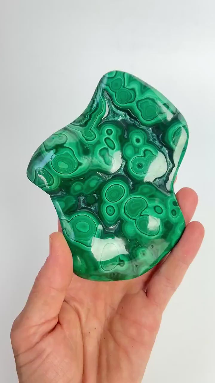 Malachite Free Form: Semi Polished Vibrant Green Crystal