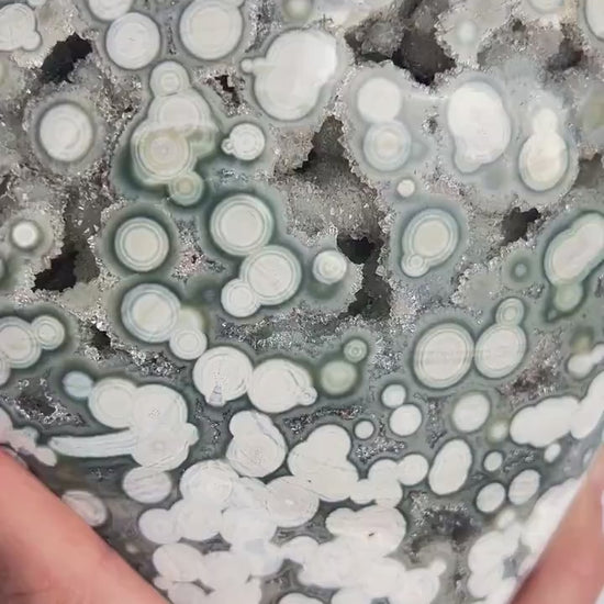 XL Ocean Jasper with Botryoidal Orbs & Crystal Druzy
