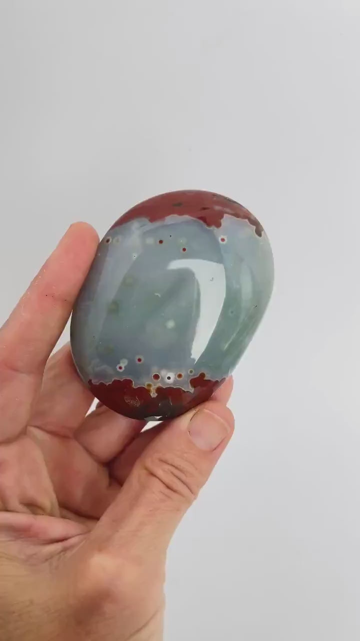 Marovato Ocean Jasper Palm Stones - Veinless Orbicular Jasper from Madagascar, you Choose
