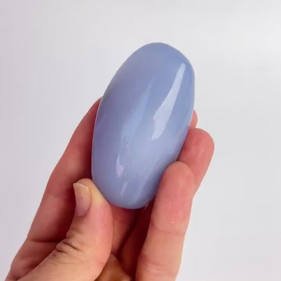 Turkish Blue Chalcedony: Natural Large Palm Stone Crystal