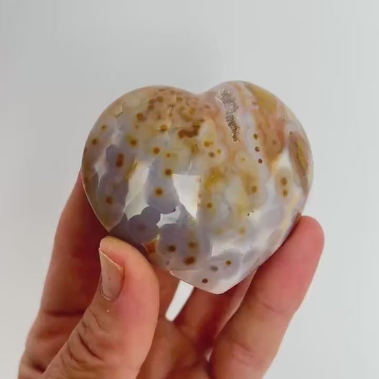 Ocean Jasper Heart Crystal : Marovato Vein 8