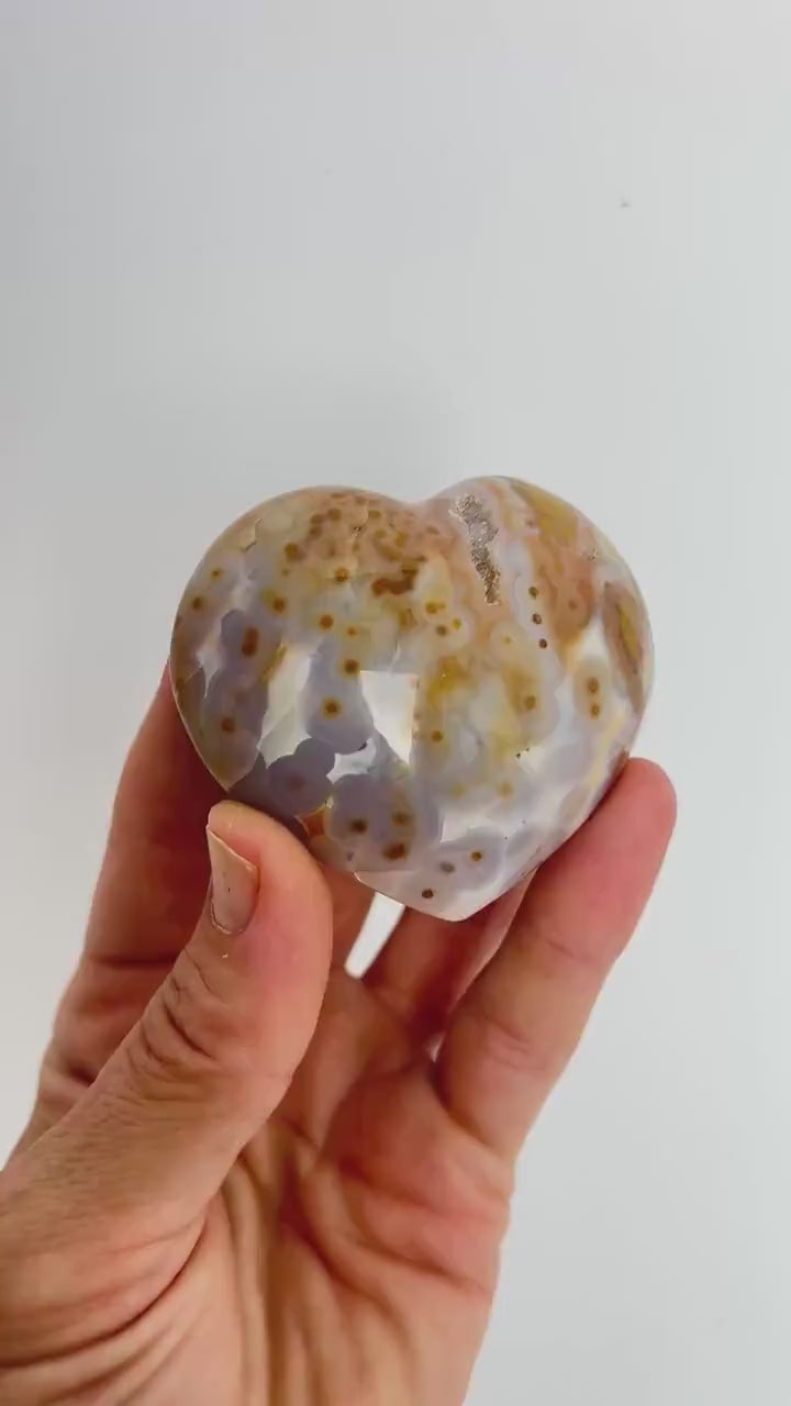 Ocean Jasper Heart Crystal : Marovato Vein 8