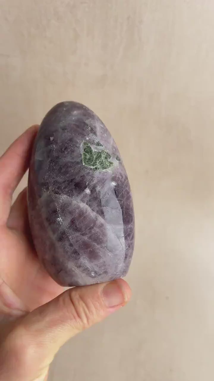 Purple Anhydrite Freeform: Polished Healing Crystal with Epidote