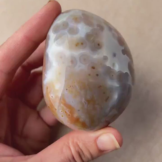 Ocean Jasper XL Palm Stone: Vein 3-4 Rare Old Stock Authentic OJ