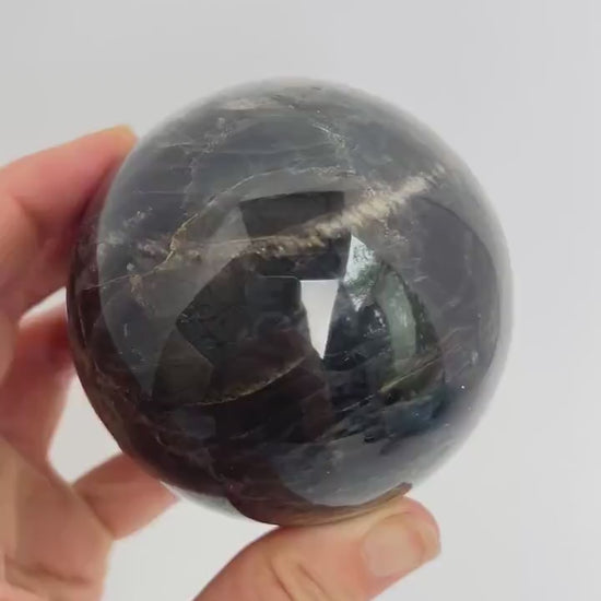 Black Moonstone Sphere : Flashy Adularescent Crystal Ball