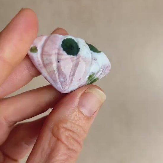Vein 1 Ocean Jasper Carved Shell / S8