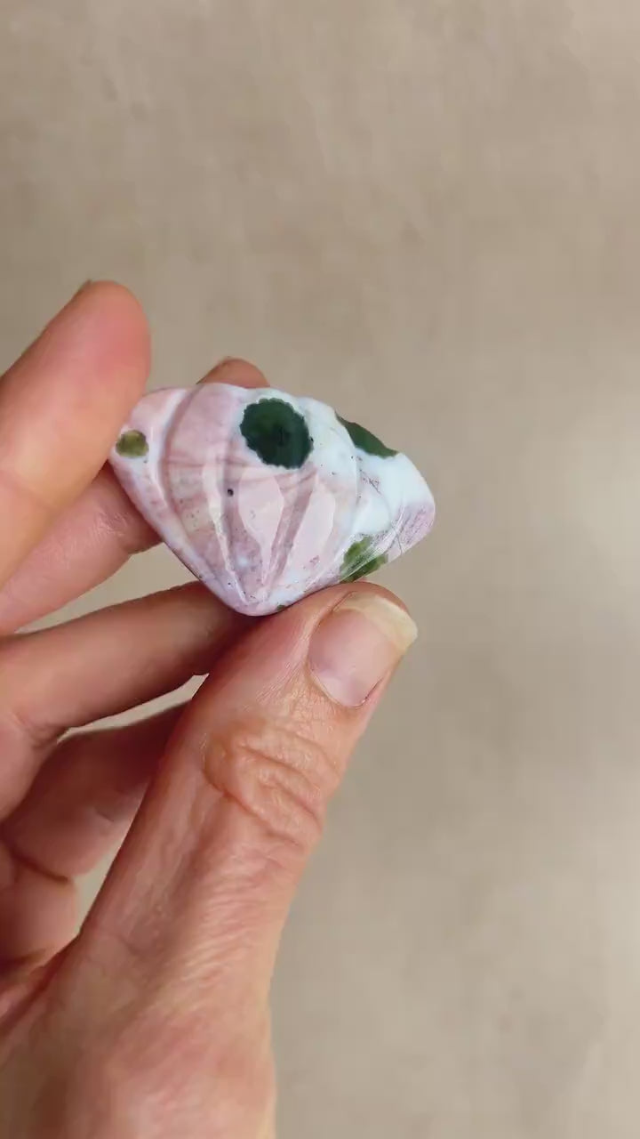 Vein 1 Ocean Jasper Carved Shell / S8