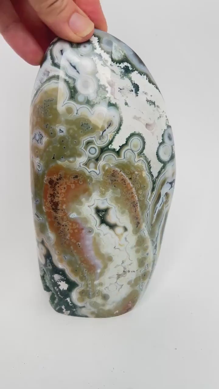 Ocean Jasper  Large Standing Free Form: Rare Vein 8 Stone