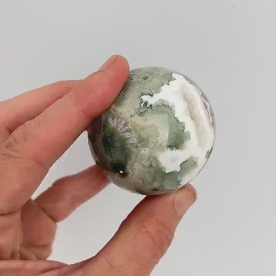Ocean Jasper Sphere with Flower Orbs- Vein 1-2