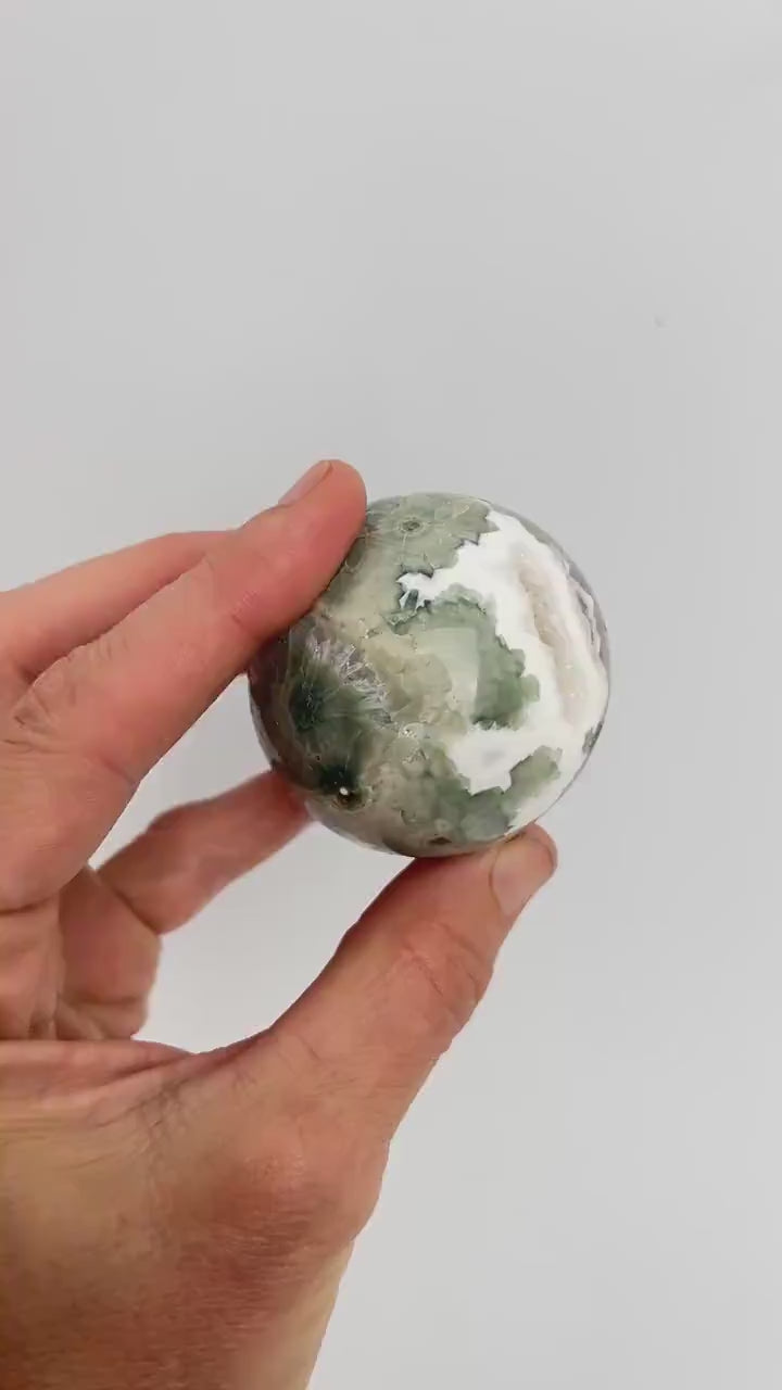 Ocean Jasper Sphere with Flower Orbs- Vein 1-2