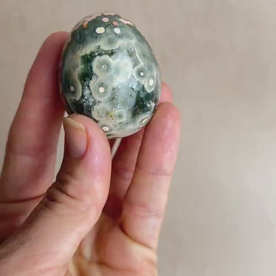 Ocean Jasper Egg: Polished Healing Crystal for Meditation - 45mm