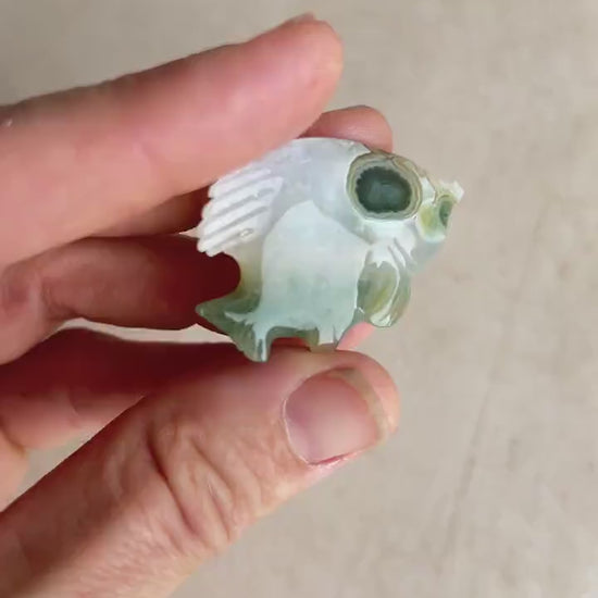 Hand Carved Ocean Jasper Fish Figurine: Marovato Chalcedony