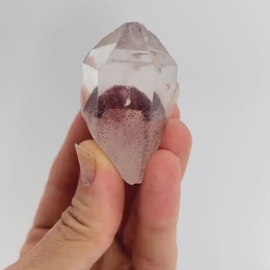Sunset Phantom Crystal: Natural Raw Hematite included Quartz from India