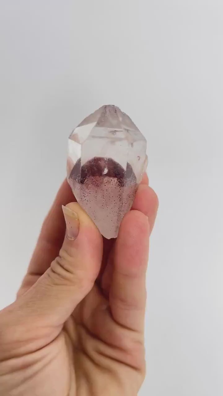 Sunset Phantom Crystal: Natural Raw Hematite included Quartz from India