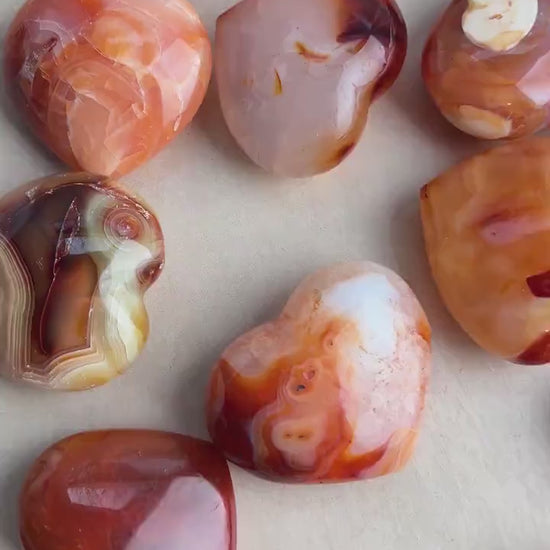 Carnelian Carved Crystal Heart: Madagascar Red Agate 2" Hearts