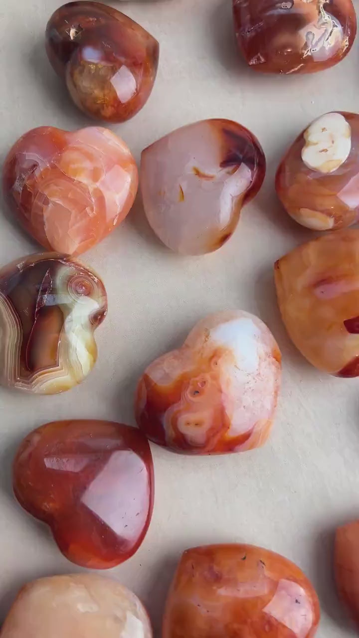 Carnelian Carved Crystal Heart: Madagascar Red Agate 2" Hearts