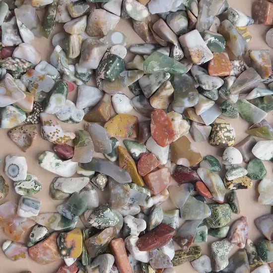 Ocean Jasper Crystal Grid Set: 6 Tumbled Stones for Healing