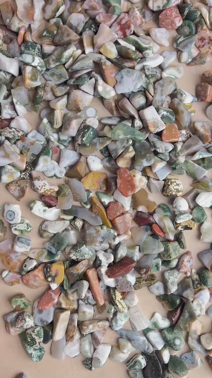 Ocean Jasper Crystal Grid Set: 6 Tumbled Stones for Healing