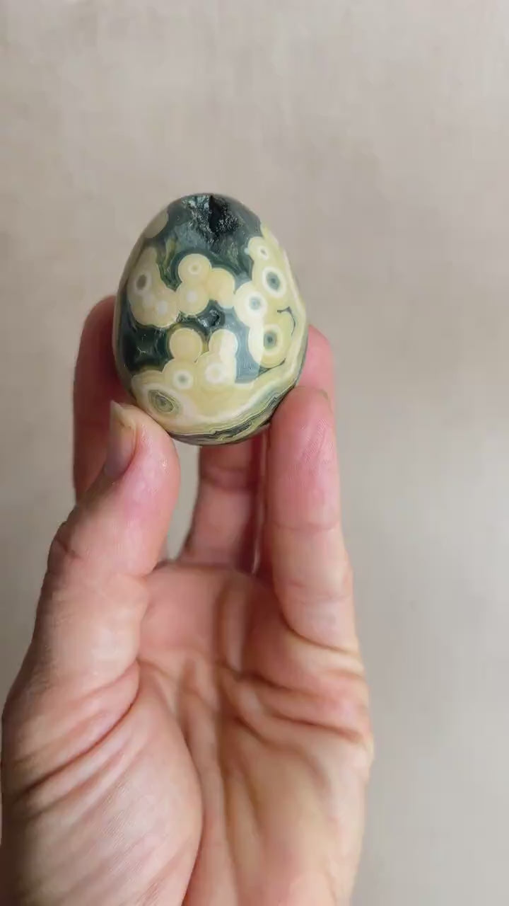 Ocean Jasper Egg – Polished Healing Crystal for Meditation (46mm x 36mm)