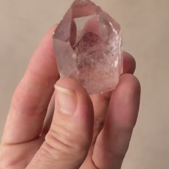 Sunset Phantom Crystal: Raw Hematite included Quartz from India