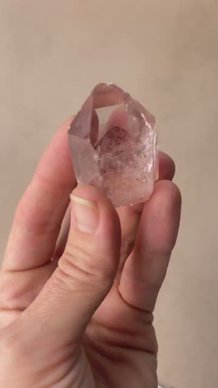 Sunset Phantom Crystal: Raw Hematite included Quartz from India