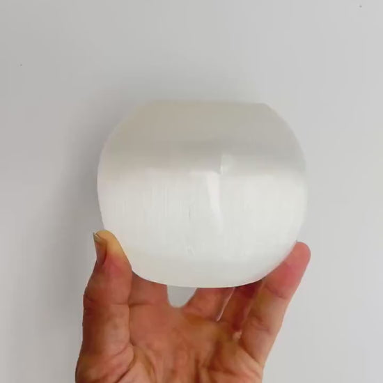 Selenite (Satin Spar) Polished Tea Light Candle Holder