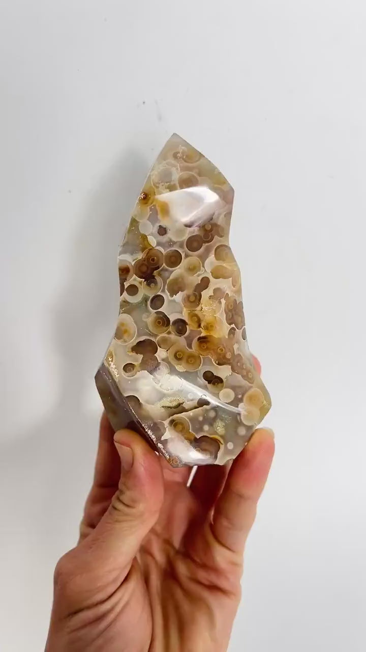 Incredible Ocean Jasper Fish Eye Orb Flame Free Form | Collector Vein 3-4
