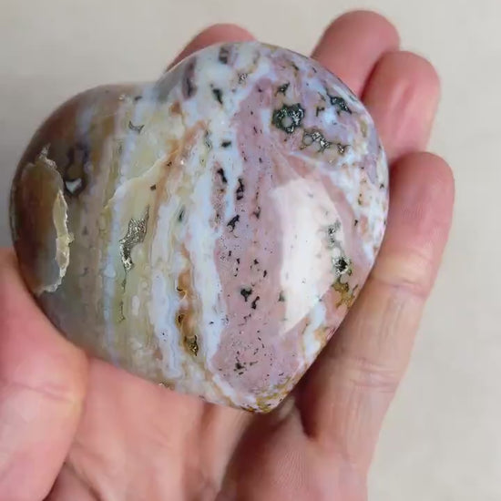 Ocean Jasper Heart Crystal : Marovato Veinless Carving