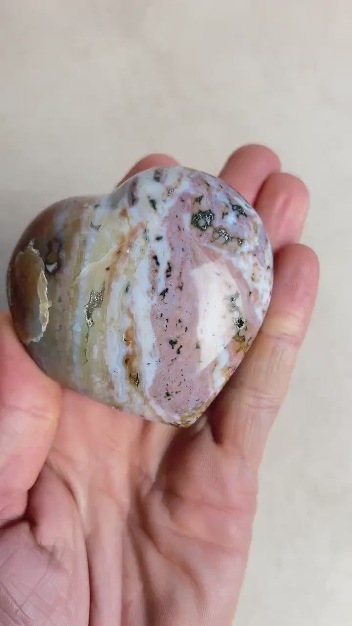 Ocean Jasper Heart Crystal : Marovato Veinless Carving