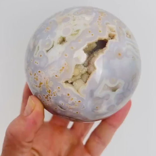 Ocean Jasper Sphere: Rare Vein 3-4  Jelly Piece