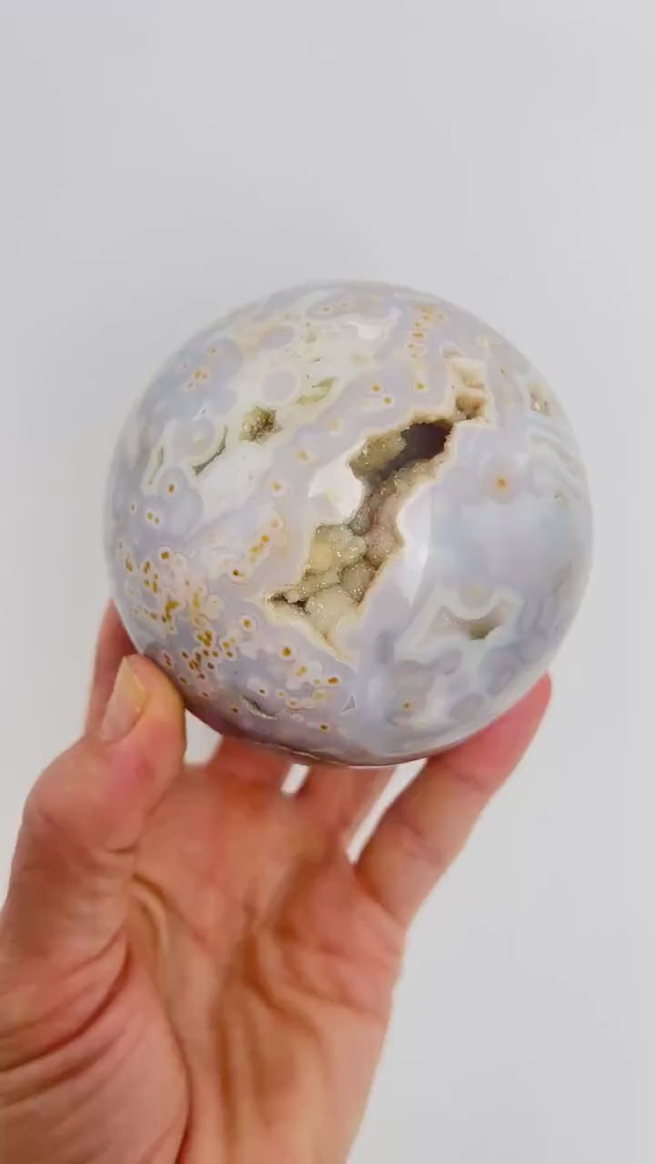 Ocean Jasper Sphere: Rare Vein 3-4  Jelly Piece