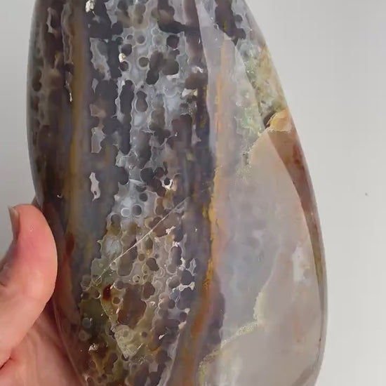 Ocean Jasper Free Form: Vein 3-4 Jelly Chalcedony with Fish Eye Pattern