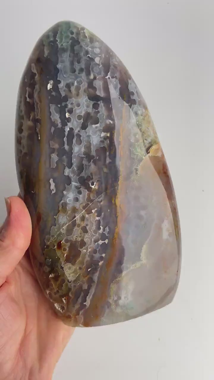 Ocean Jasper Free Form: Vein 3-4 Jelly Chalcedony with Fish Eye Pattern
