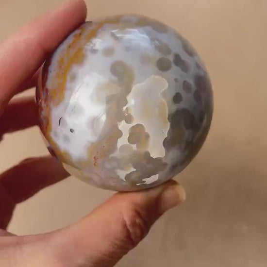 Old Stock Ocean Jasper Sphere: Jelly Orbs Vein 3-4
