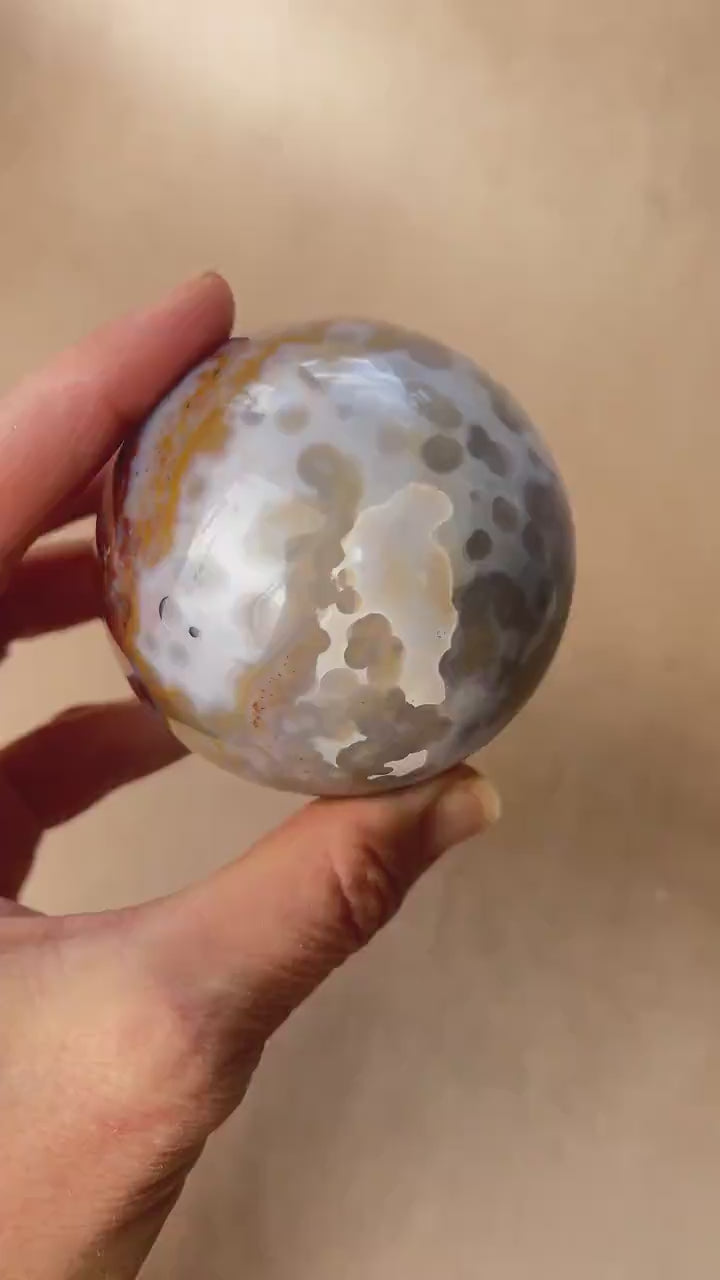 Old Stock Ocean Jasper Sphere: Jelly Orbs Vein 3-4